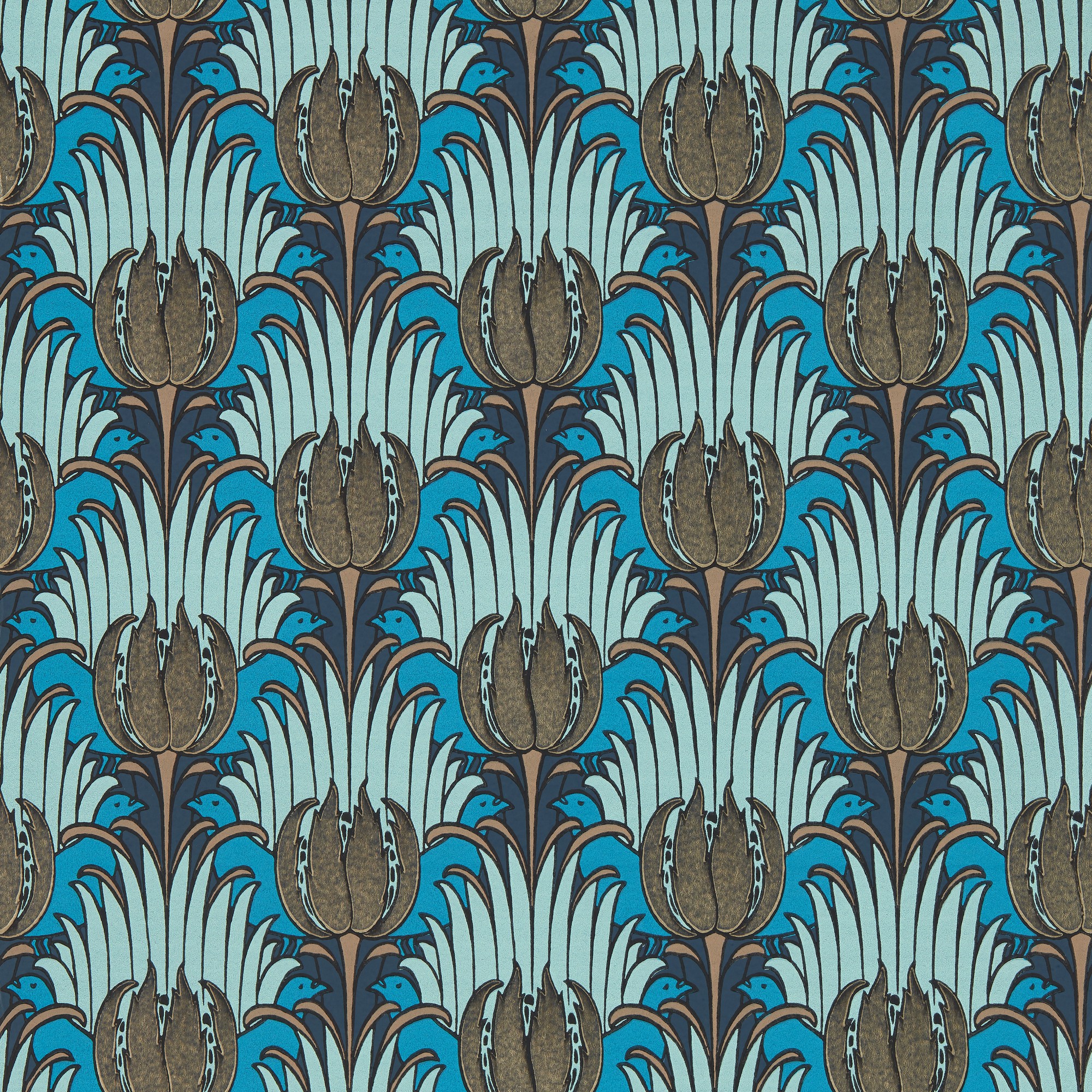 Tulip Bird Wallpaper 510017 By Morris Co In Opal Seafoam